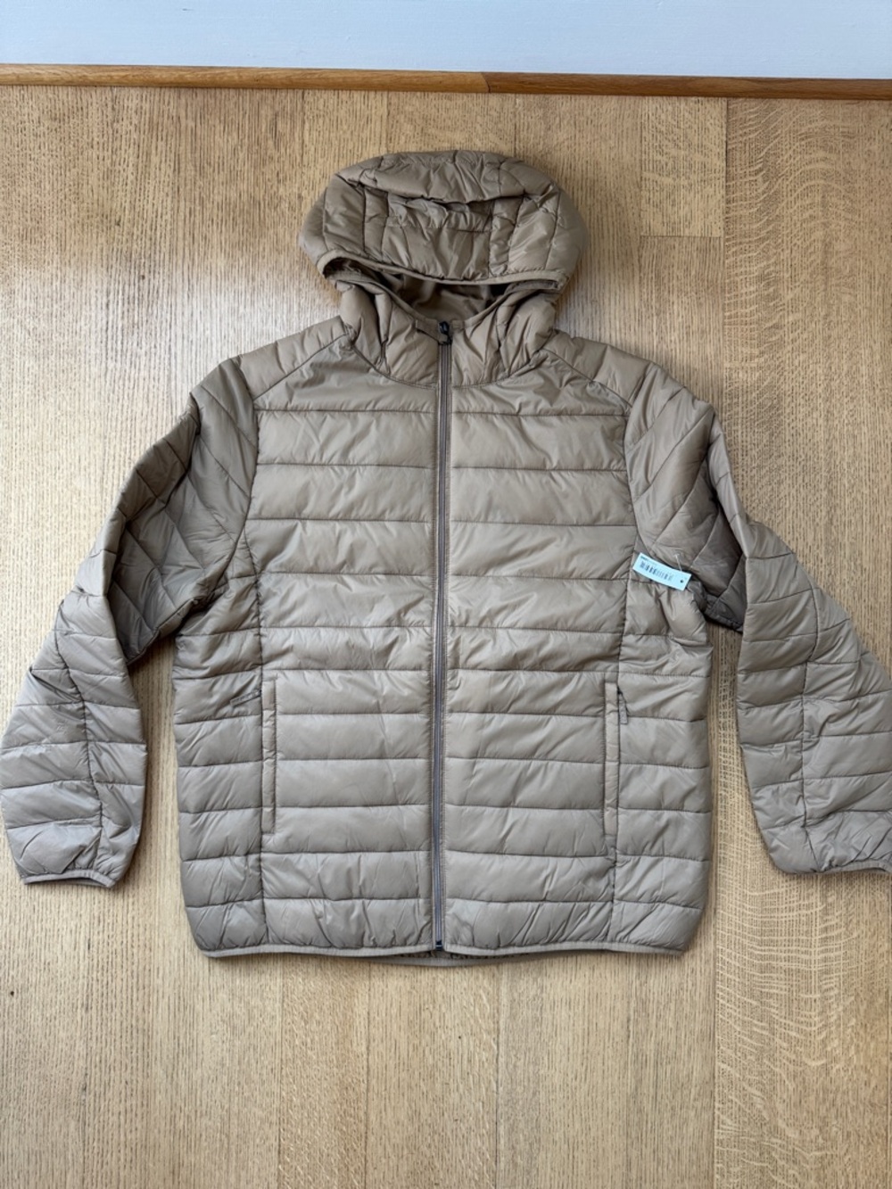 Amazon Essentials Men's Quilted Hooded Puffer Jacket in Taupe